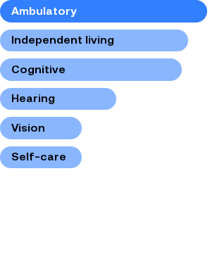 In 2024, 66 out of 1,000 people had an ambulatory disability (difficulty walking or climbing stairs), more than any other type of disability.