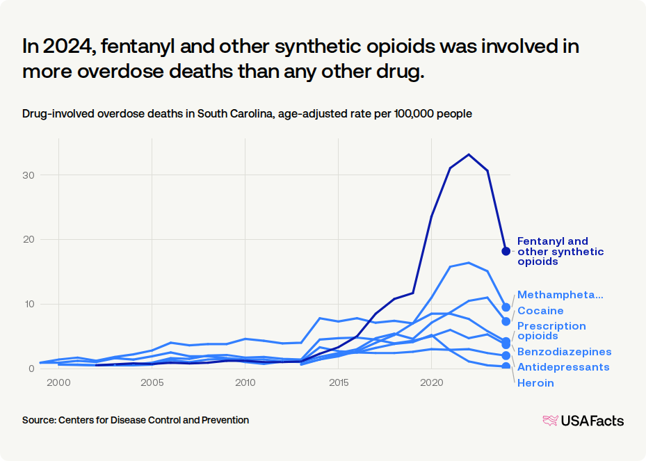 How many drug overdose deaths happen every year in South Carolina ...