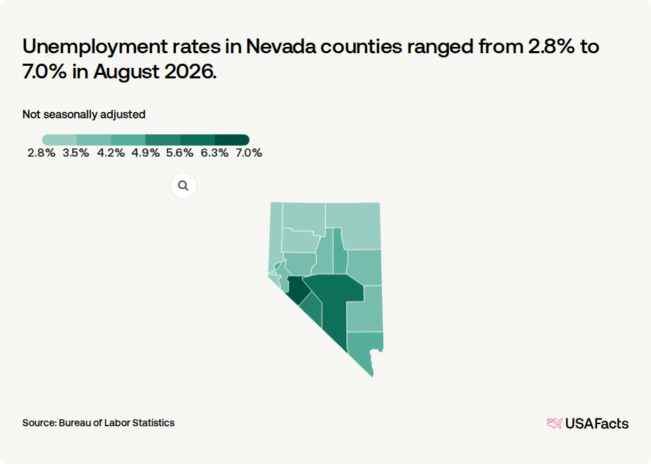Rate Change Map What is the unemployment rate in Lyon County, NV right now? | USAFacts